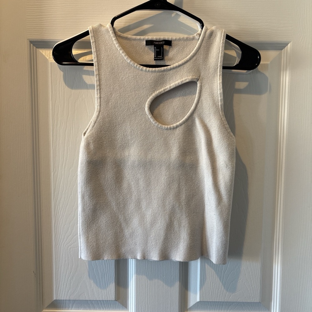 Forever 21 Cream Cut-Out Tank Top